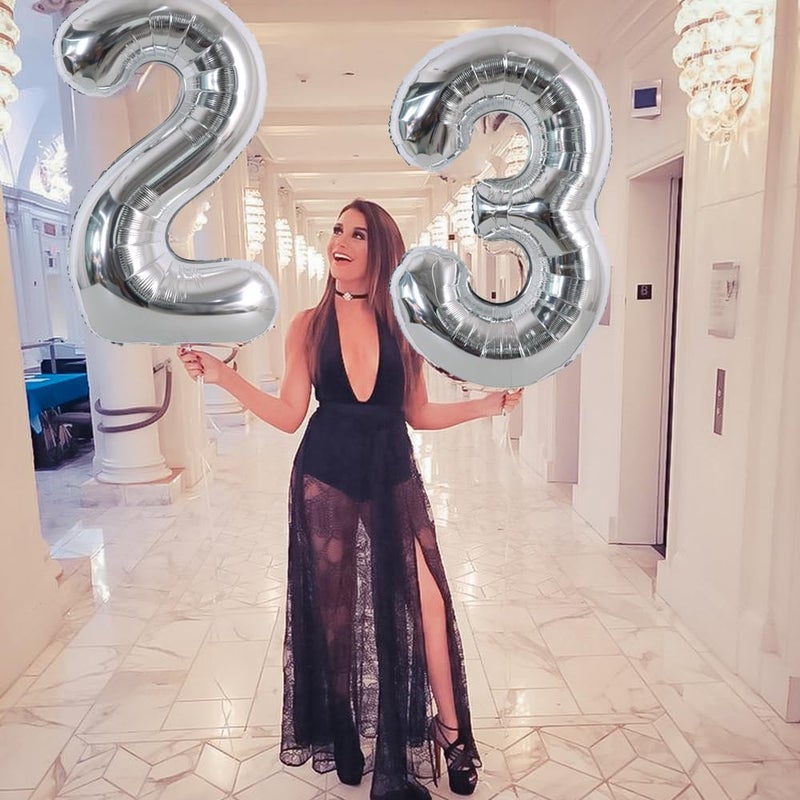 TONIFUL 40 Inch Silver Large Numbers Balloons 0-9, Number 8 Digital 8 Helium Foil Mylar Big Number Balloons for 2026 Graduation New Year Eve Birthday Party Anniversary Supplies Decorations - Image 3